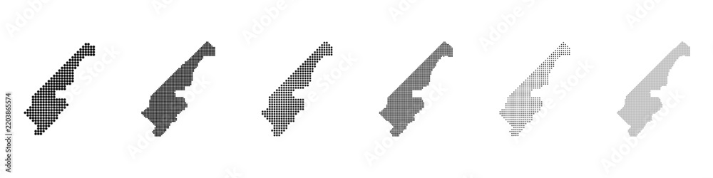 Obraz premium Dot mosaic Monaco outline map set