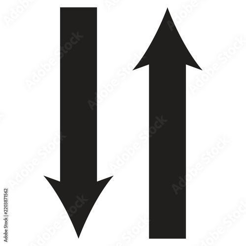 Up and Down Arrow Icons, Vertical Direction Symbols for Scroll Navigation and Upload Download Actions