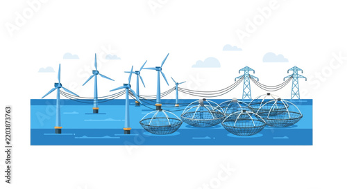 Offshore Wind Farm and Aquaculture Integration with Turbines and Fish Cages