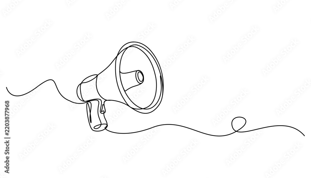 Obraz premium Megaphone Announcement Minimalist Continuous Line Art
