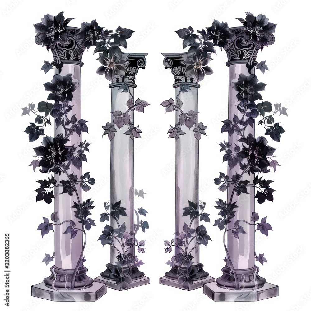 Obraz premium Gothic wedding pillar architecture illustration columns.
