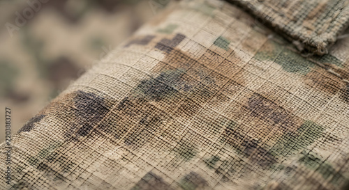 Close up of ripstop camouflage fabric texture