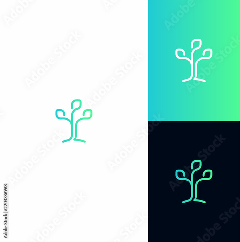 Minimalist Linear Tree Logo Concept Featuring Elegant Organic Lines and Gradient Effects for Nature and Eco Friendly Sustainable Branding