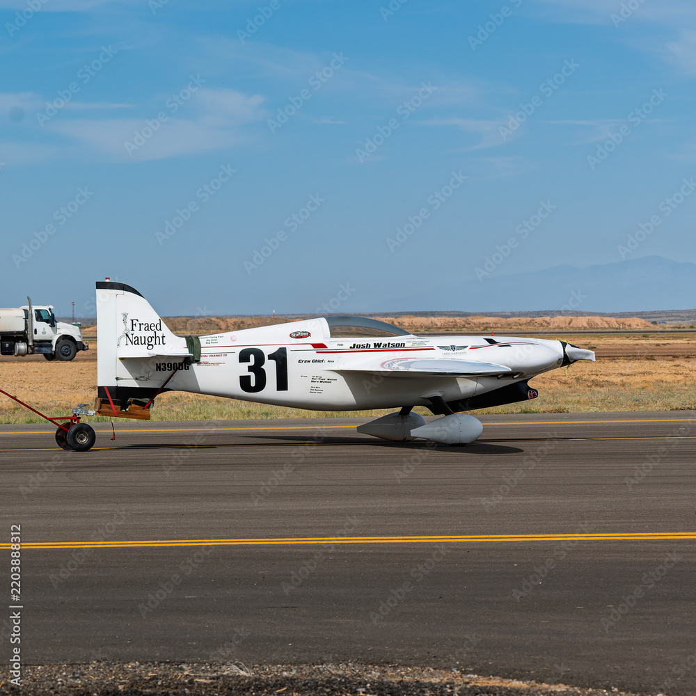 Obraz premium National Championship Air Races 9-18-2026 Roswell NM USA Formula 1 class aircraft at the National Championship Air Races at the Roswell International Air Center