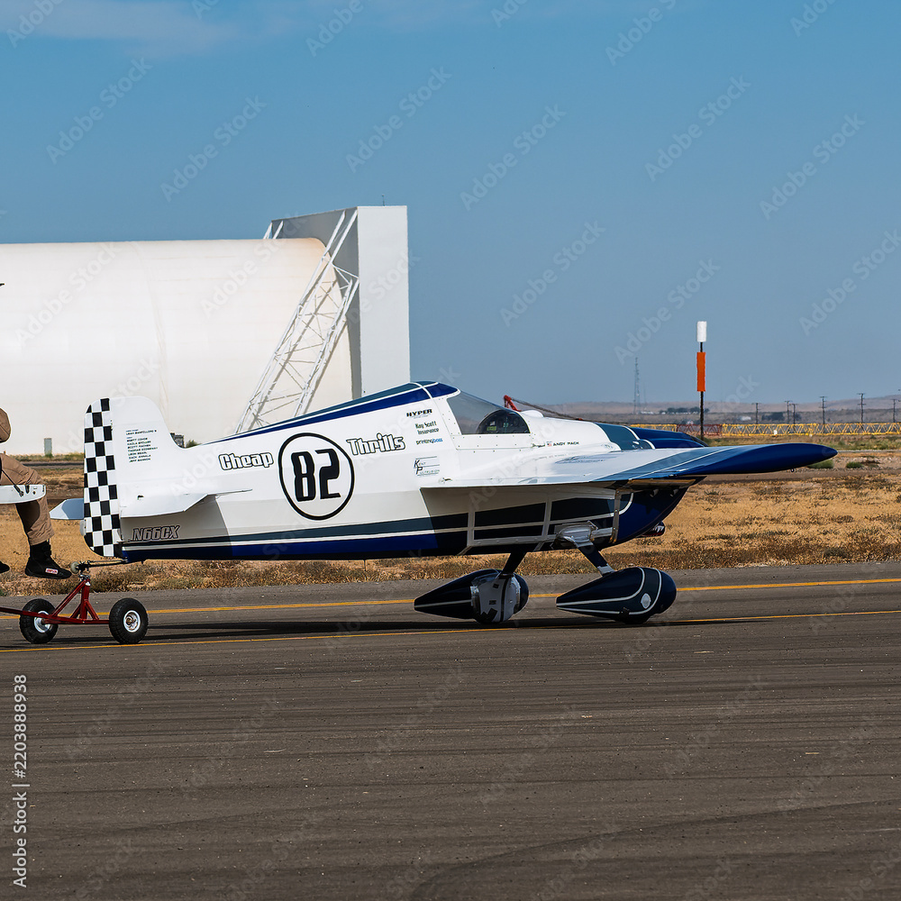 Obraz premium National Championship Air Races 9-18-2026 Roswell NM USA Formula 1 class aircraft at the National Championship Air Races at the Roswell International Air Center