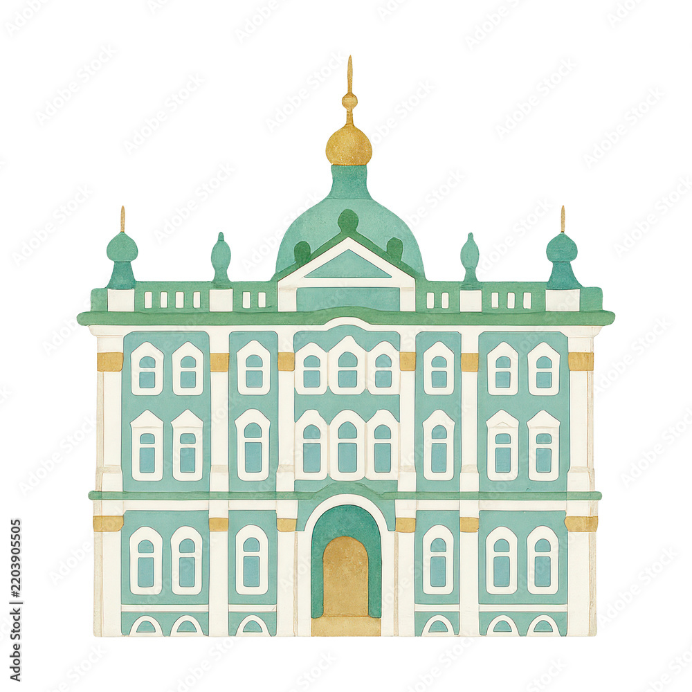 Fototapeta premium PNG Elegant watercolor architectural illustration