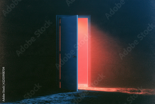 Red Glowing Tunnel With Light