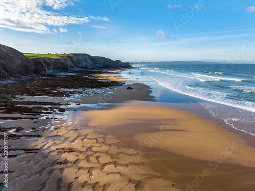 Sand patterns seen from the air on Cornish beach