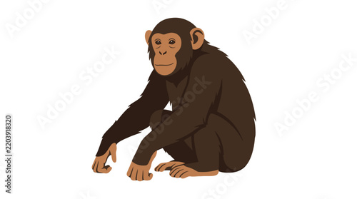 Chimpanzee Vector Illustration in Flat Design Style