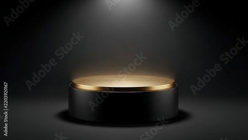 Black and gold podium stage for product display