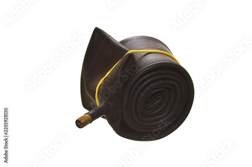 Bicycle inner tube isolated on white background