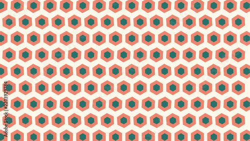 Hexagon Geometric Seamless Pattern Vector Background Coral Honeycomb Texture for Fabric Textile Wallpaper Design