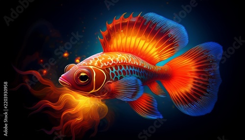 fire fish magnificent hover goby masked background