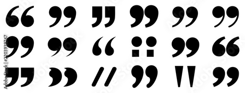 black quote mark icons isolated on white