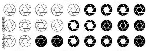 camera aperture diaphragm photography icon set