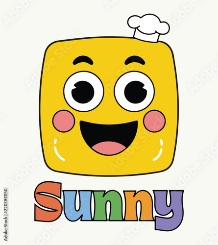 Funny Cartoon Happy Smile Emoticon Vector, Cute Cheerful Emoji Characte