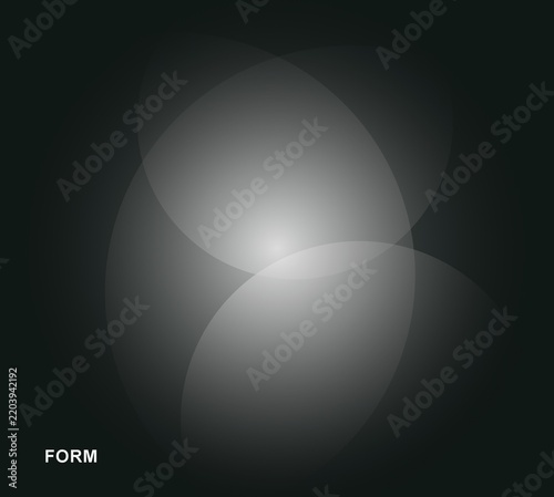Abstract dark background featuring intersecting glowing white circles and the word form