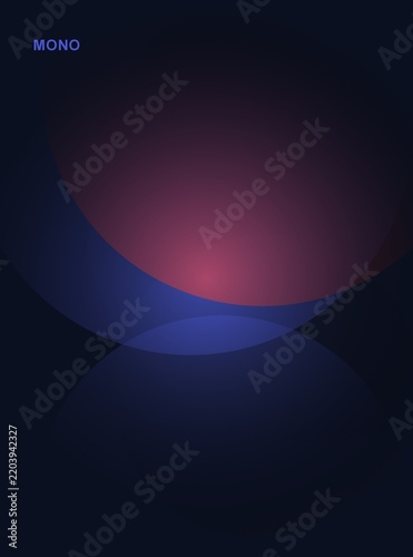Abstract dark background with glowing colorful circular shapes and text overlay