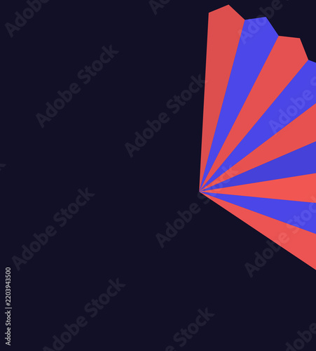 Abstract geometric art featuring red and blue radiating stripes forming a corner pattern transparent background