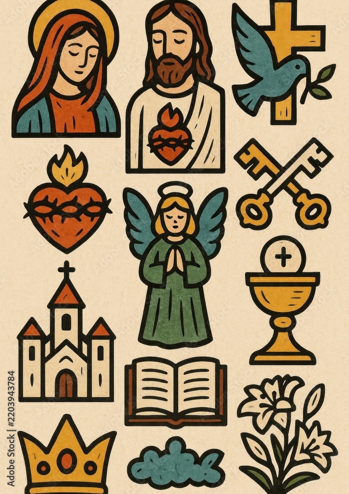 Fototapeta premium Colorful religious iconography design