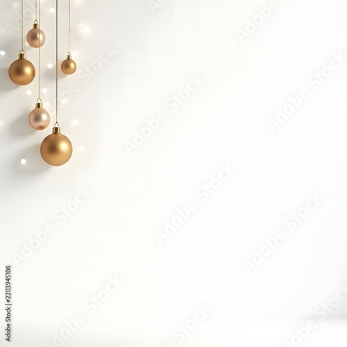 Minimal luxury Christmas background with elegant gold ornament and copy space.