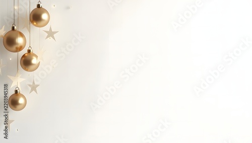 Minimal luxury Christmas background with elegant gold ornament and copy space.
