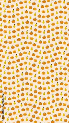 Seamless pattern of pumpkins and pears
