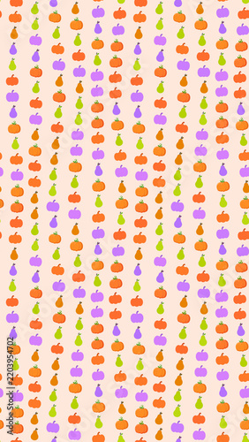 Seamless pattern of pumpkins and pears