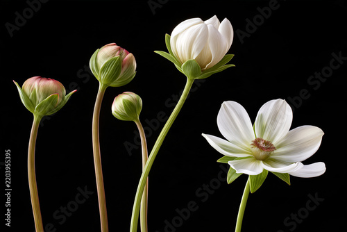Flower bud development from early stage to bloom