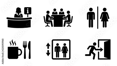 Set of 6 business and utility icons for signage, app and web design