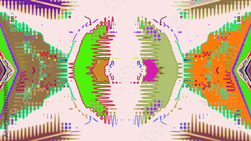 Abstract Pastel Psychedelic Symmetrical Background With Glitch Art Distortion