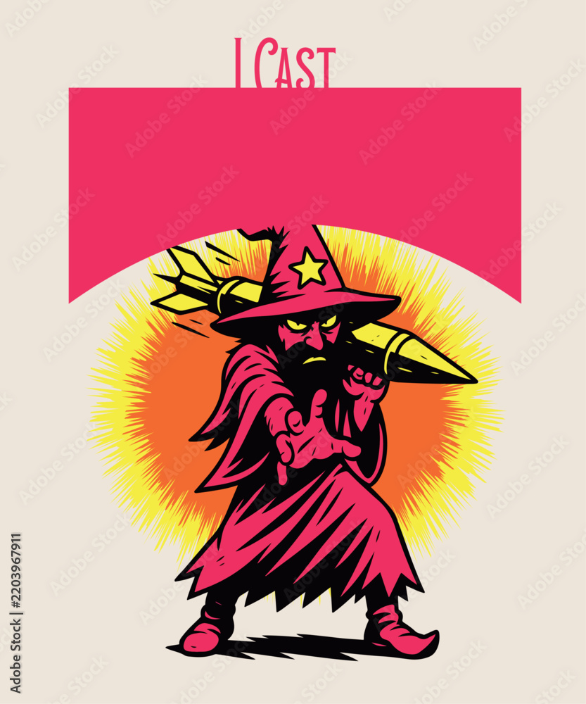 Fototapeta premium Spell casting wizard humor t-shirt design