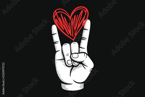Hand Holding Red Heart Symbol, Love Gesture and Caring Concept with Glove, Human Hand, Palm and Fingers Isolated Vector Illustration