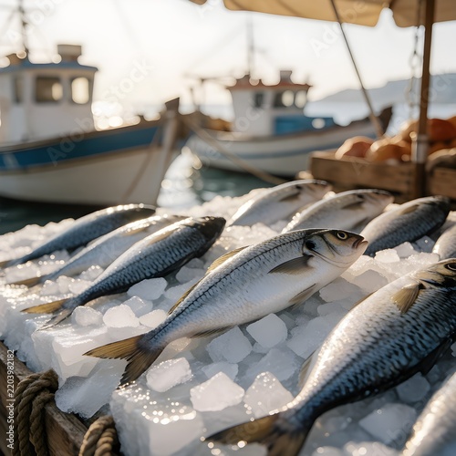 Fresh Mediterranean Fish at Traditional Greek Island Harbor Market