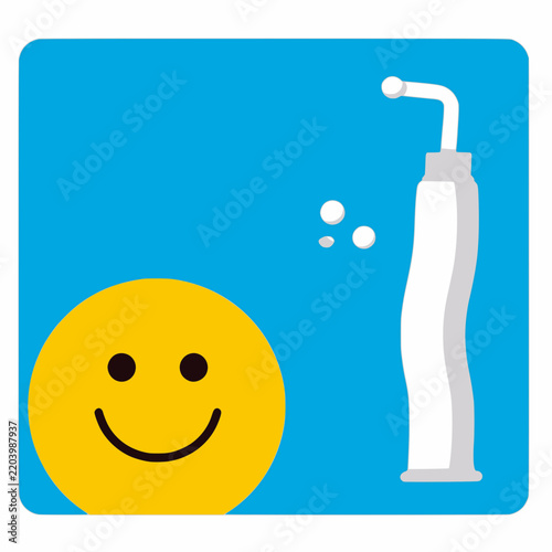 Cute Smiley Face and Electric Toothbrush Dental Care Illustration
