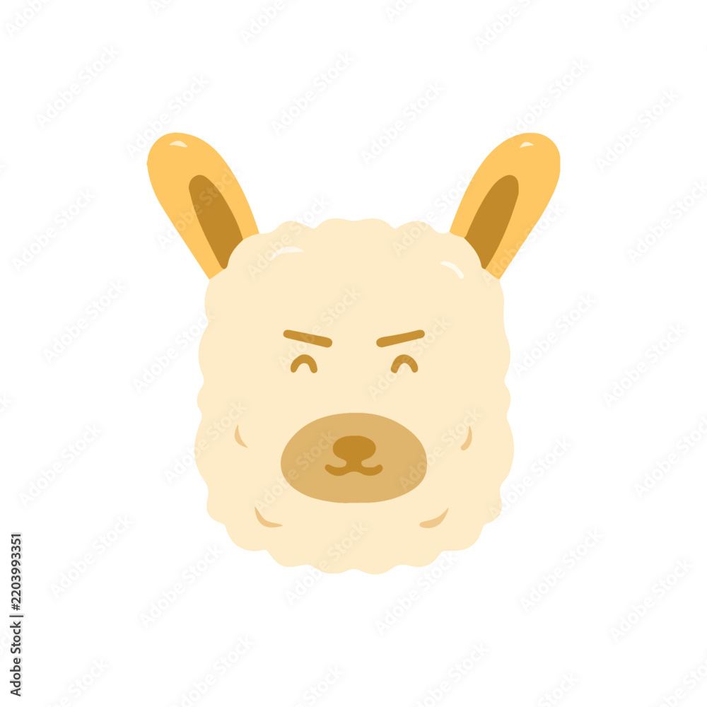 Obraz premium Cute Cartoon Alpaca Head Illustration