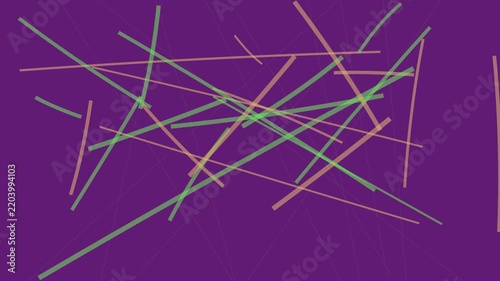 Abstract Geometric Background With Colorful Random Lines and Shapes Moving on Purple Background