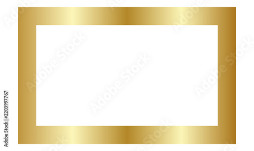 Gold Frame Rectangular Thick Metallic Border Vector Element for Photo and Certificate