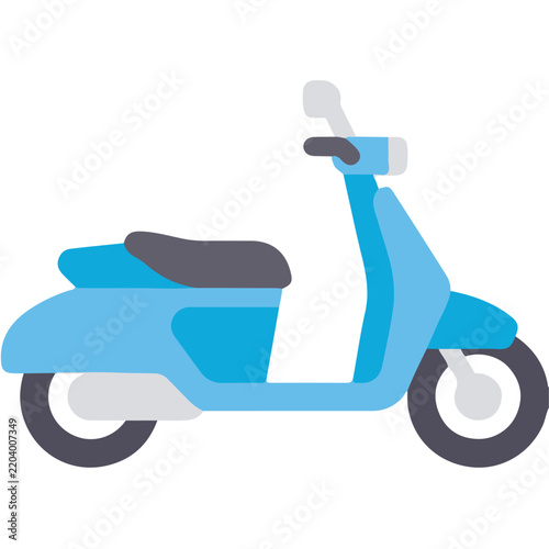 Blue Scooter Illustration, Retro Halftone Design, Transportation Icon. Modern Vehicle Graphic, Urban Mobility Concept