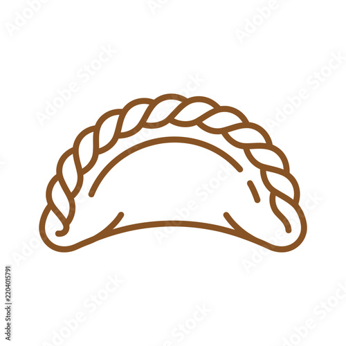 Dumpling pierogi pastry line art icon