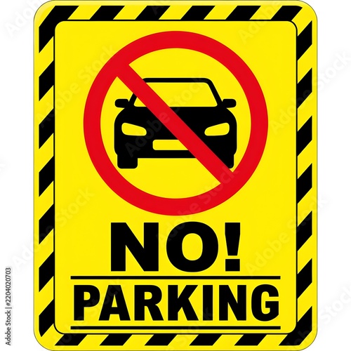 Printable Yellow No Parking Hazard Warning Sign Vector