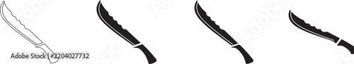 Bushcraft Survival Knife Vector Icon Set for Outdoor and Camping Design.