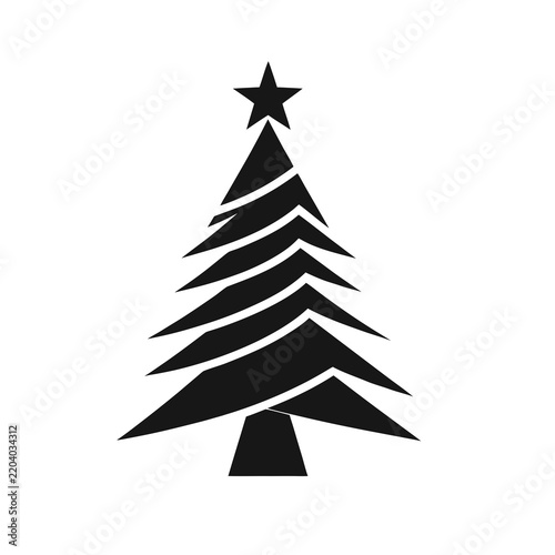 Elegant Star Christmas Tree Silhouette Vector
