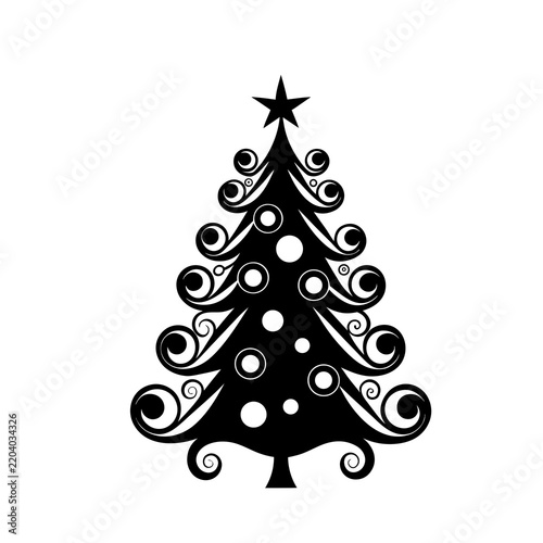 Ornamental Christmas Tree Silhouette Vector