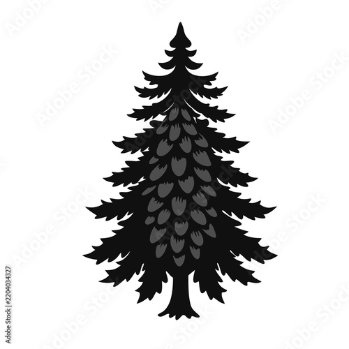 Rustic Woodland Christmas Tree Silhouette Vector