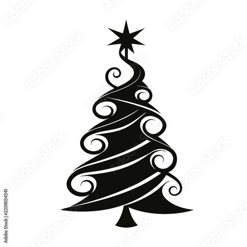 Spiral Christmas Tree Silhouette Vector