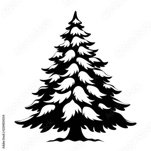 Snow Covered Christmas Tree Silhouette Vector