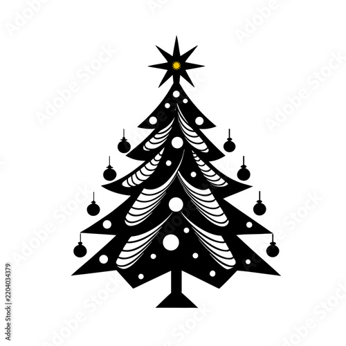 Vintage Christmas Tree Silhouette Vector
