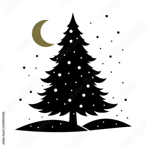 Snowy Christmas Tree Winter Silhouette Vector