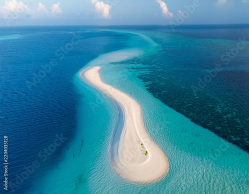 aerial view of sandbar and ocean baa atoll maldives islands